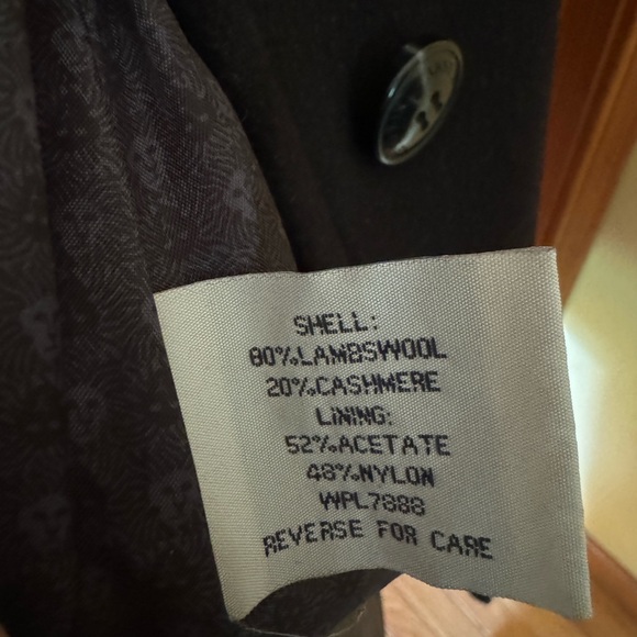 Cashmere/Wool blend black coat, mid length, size 12 - Picture 7 of 7